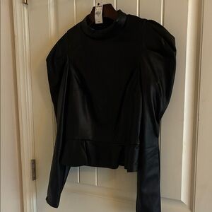 Express Black Faux Leather Blouse